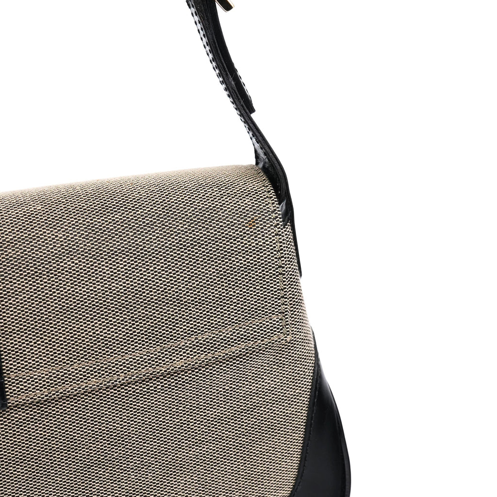 Beige Black Canvas Jackie Shoulder Bag