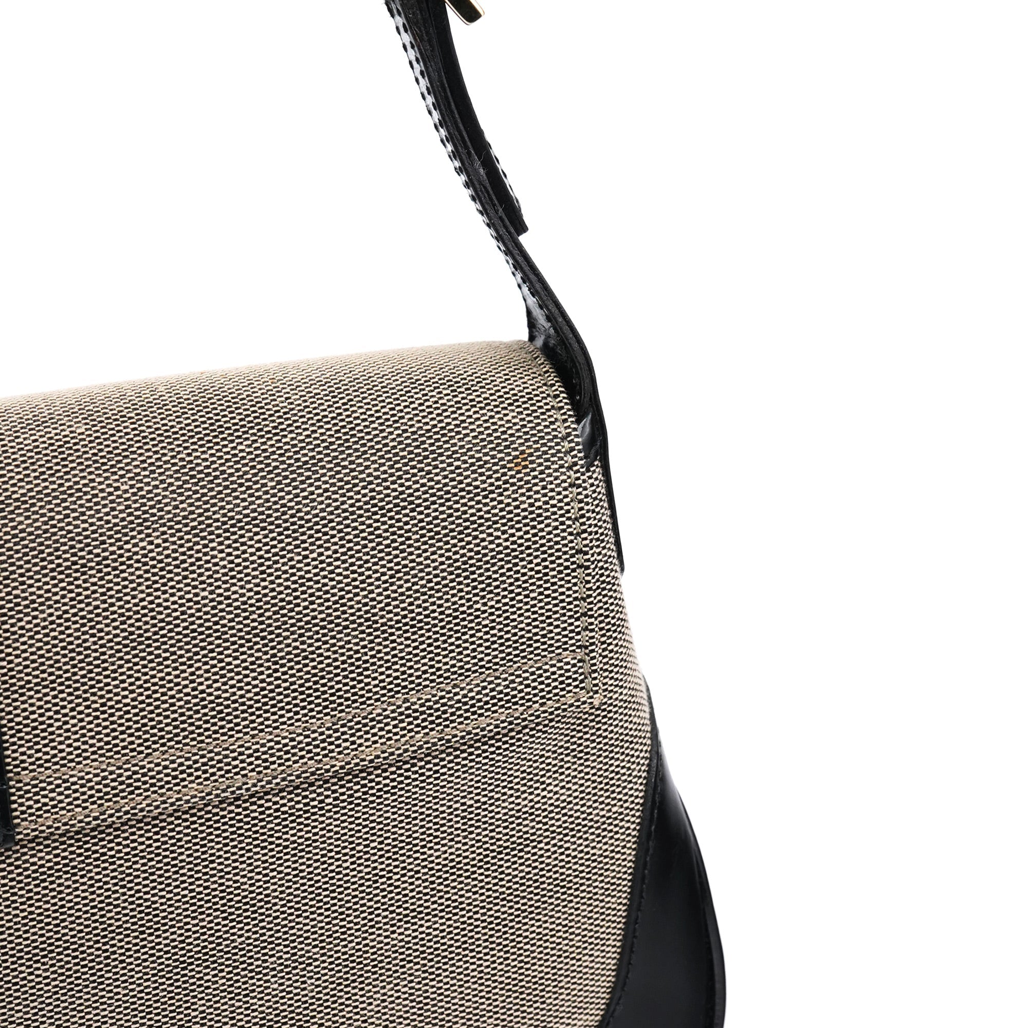 Beige Black Canvas Jackie Shoulder Bag