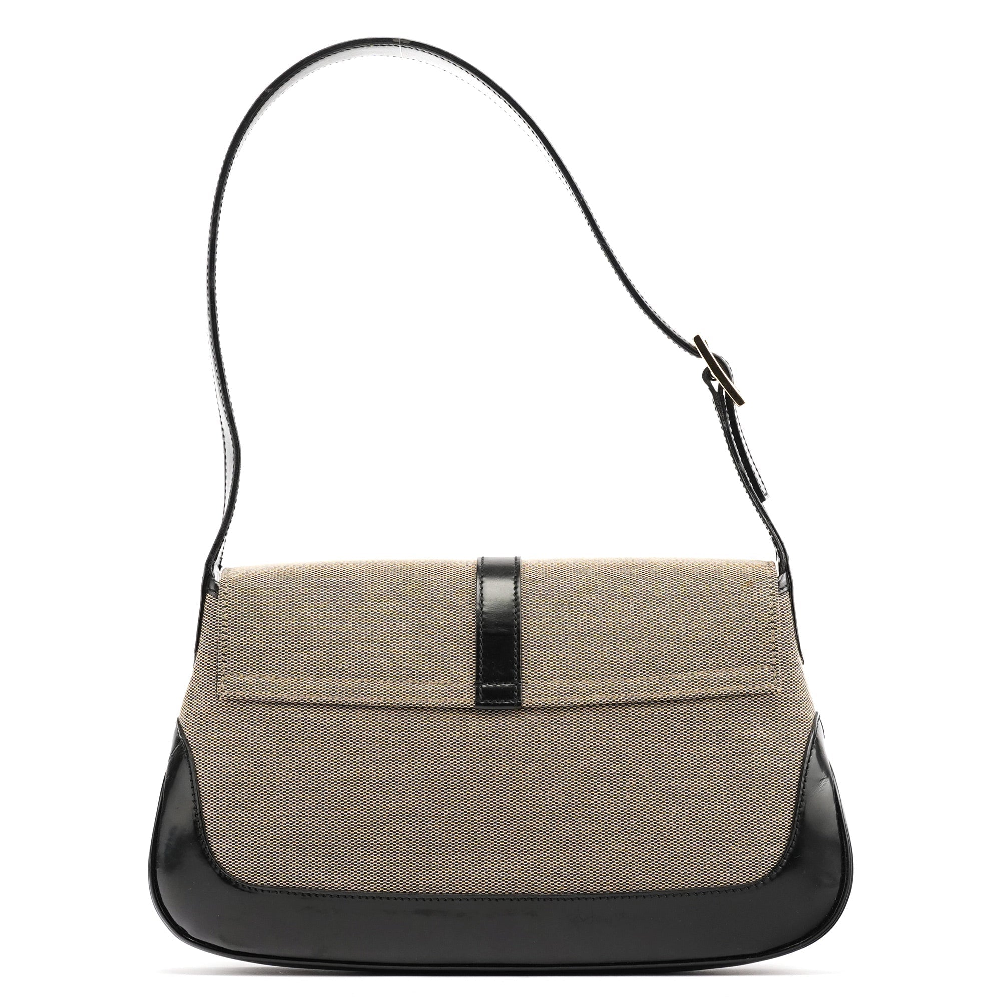 Beige Black Canvas Jackie Shoulder Bag