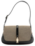 Beige Black Canvas Jackie Shoulder Bag