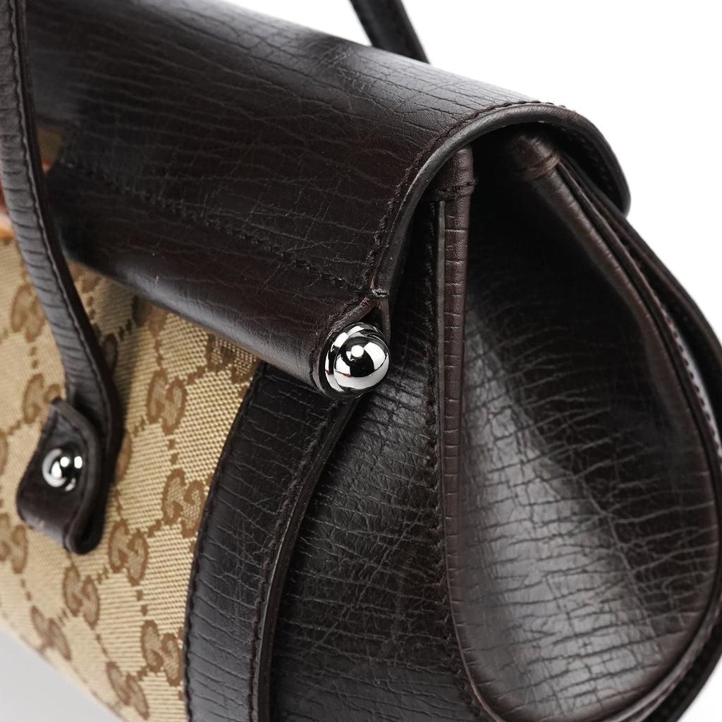 Beige Brown GG Bamboo Bullet Shoulder Bag