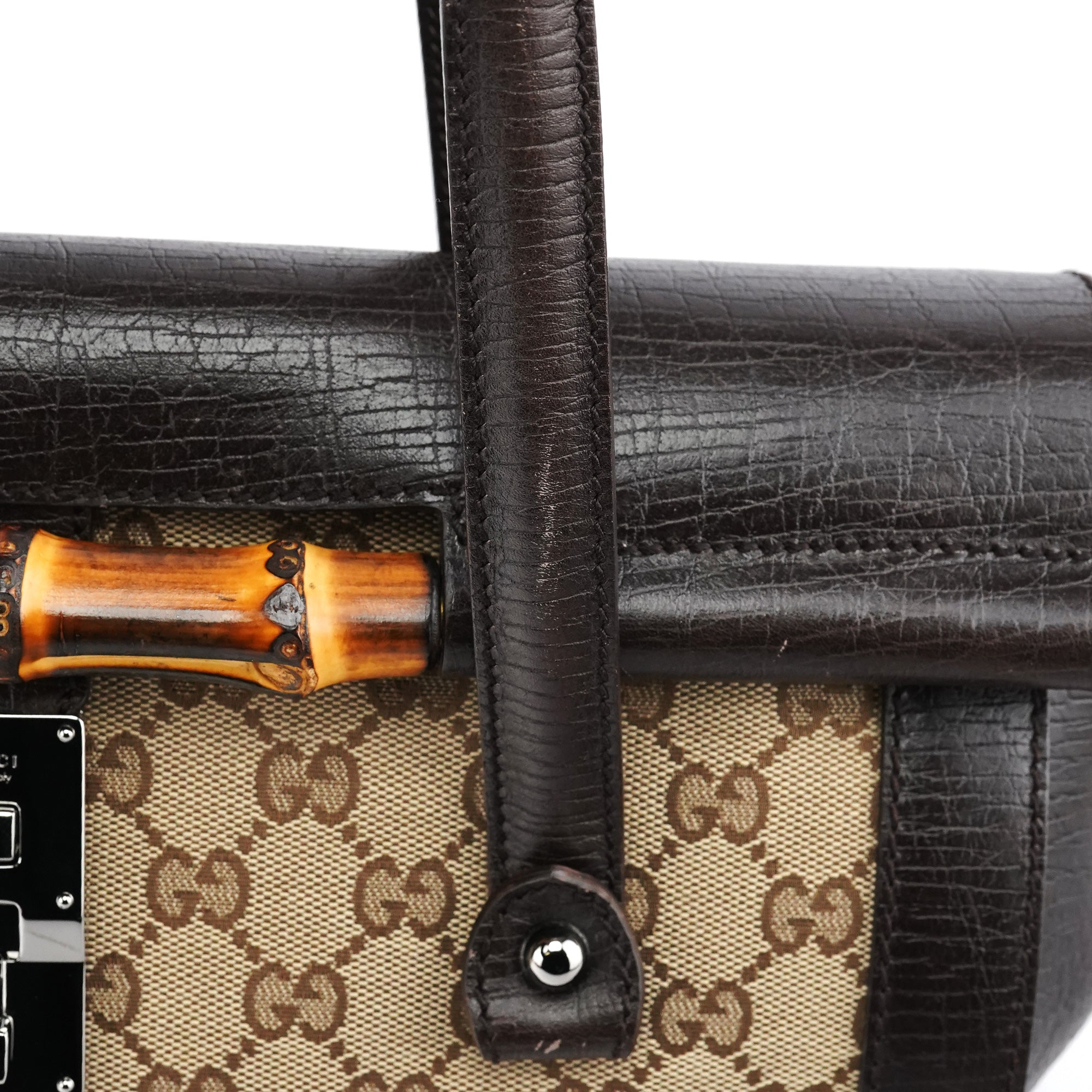 Beige Brown GG Bamboo Bullet Shoulder Bag