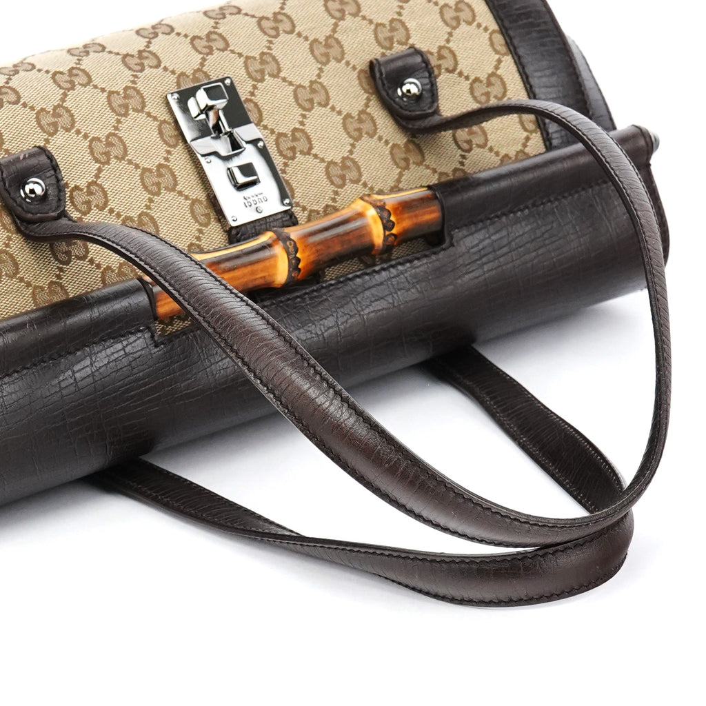 Beige Brown GG Bamboo Bullet Shoulder Bag