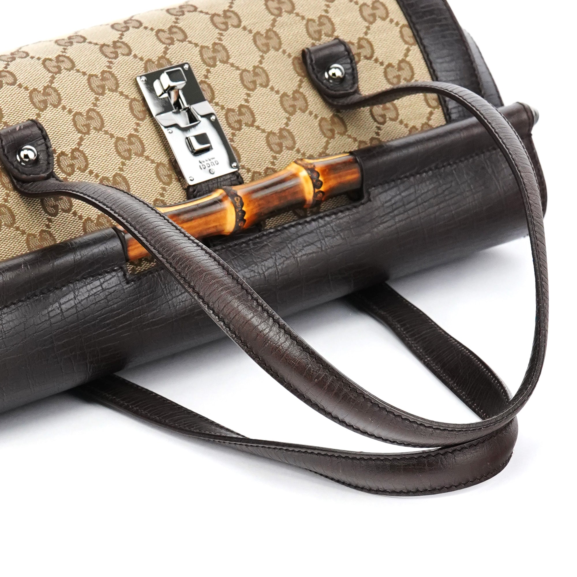Beige Brown GG Bamboo Bullet Shoulder Bag