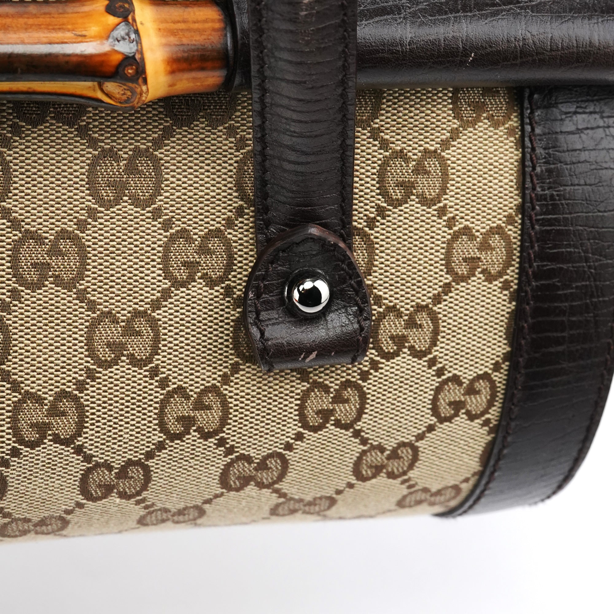 Beige Brown GG Bamboo Bullet Shoulder Bag