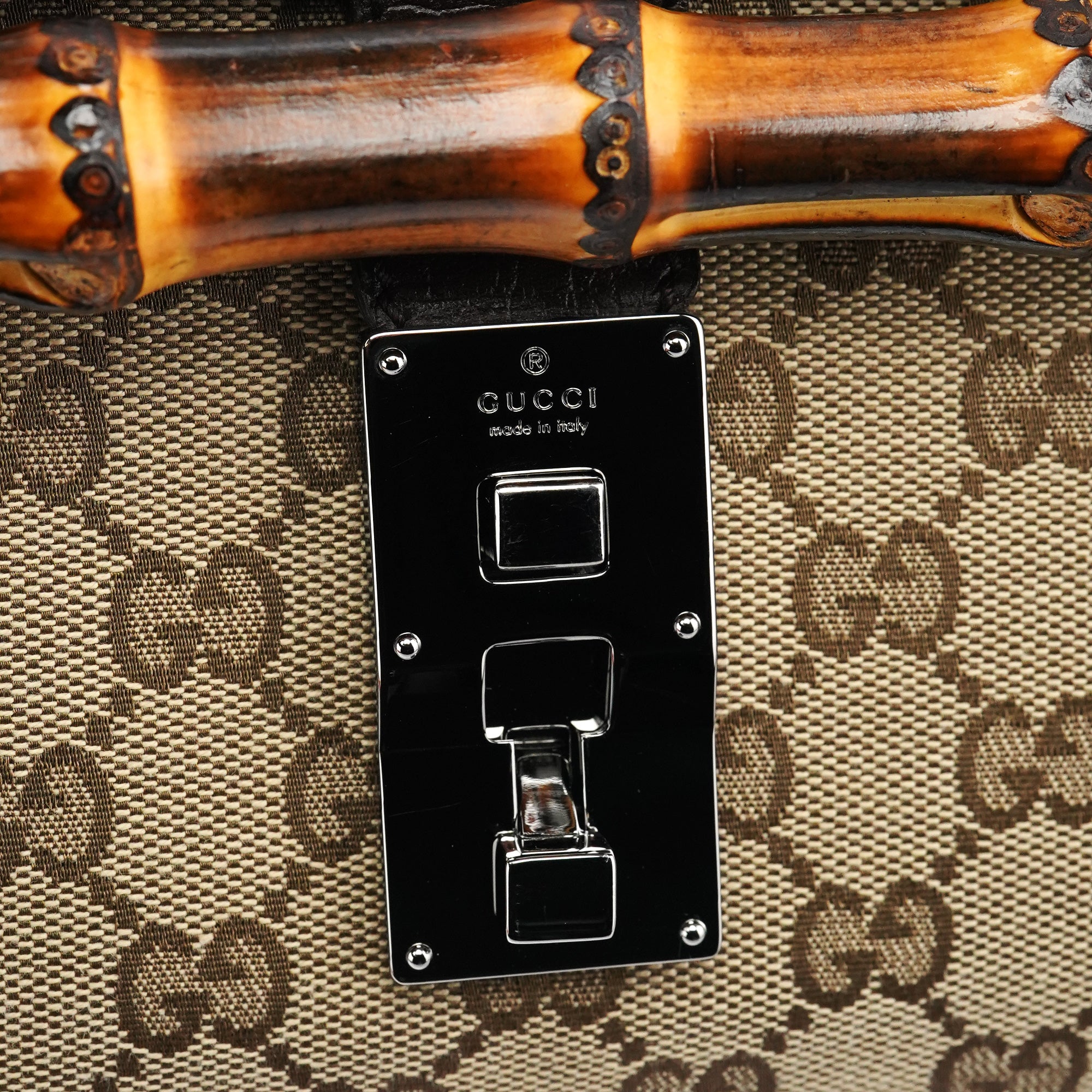 Beige Brown GG Bamboo Bullet Shoulder Bag