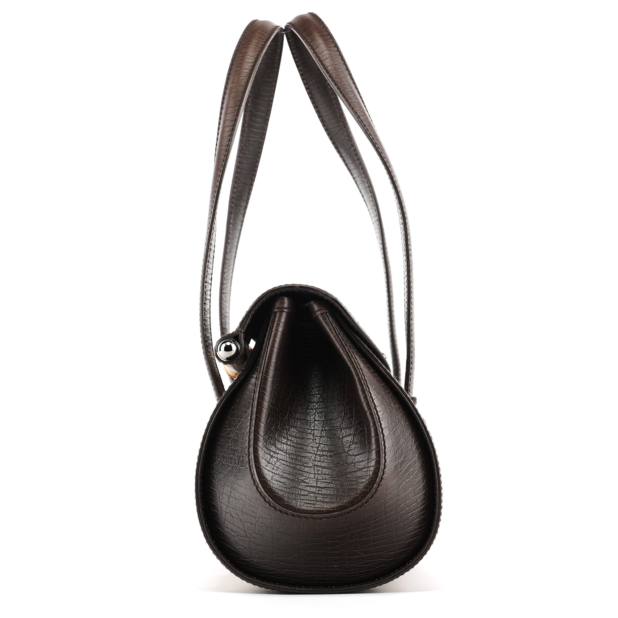 Beige Brown GG Bamboo Bullet Shoulder Bag