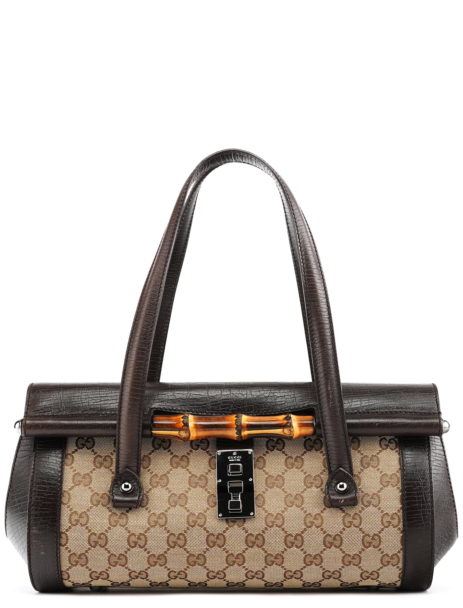 Beige Brown GG Bamboo Bullet Shoulder Bag