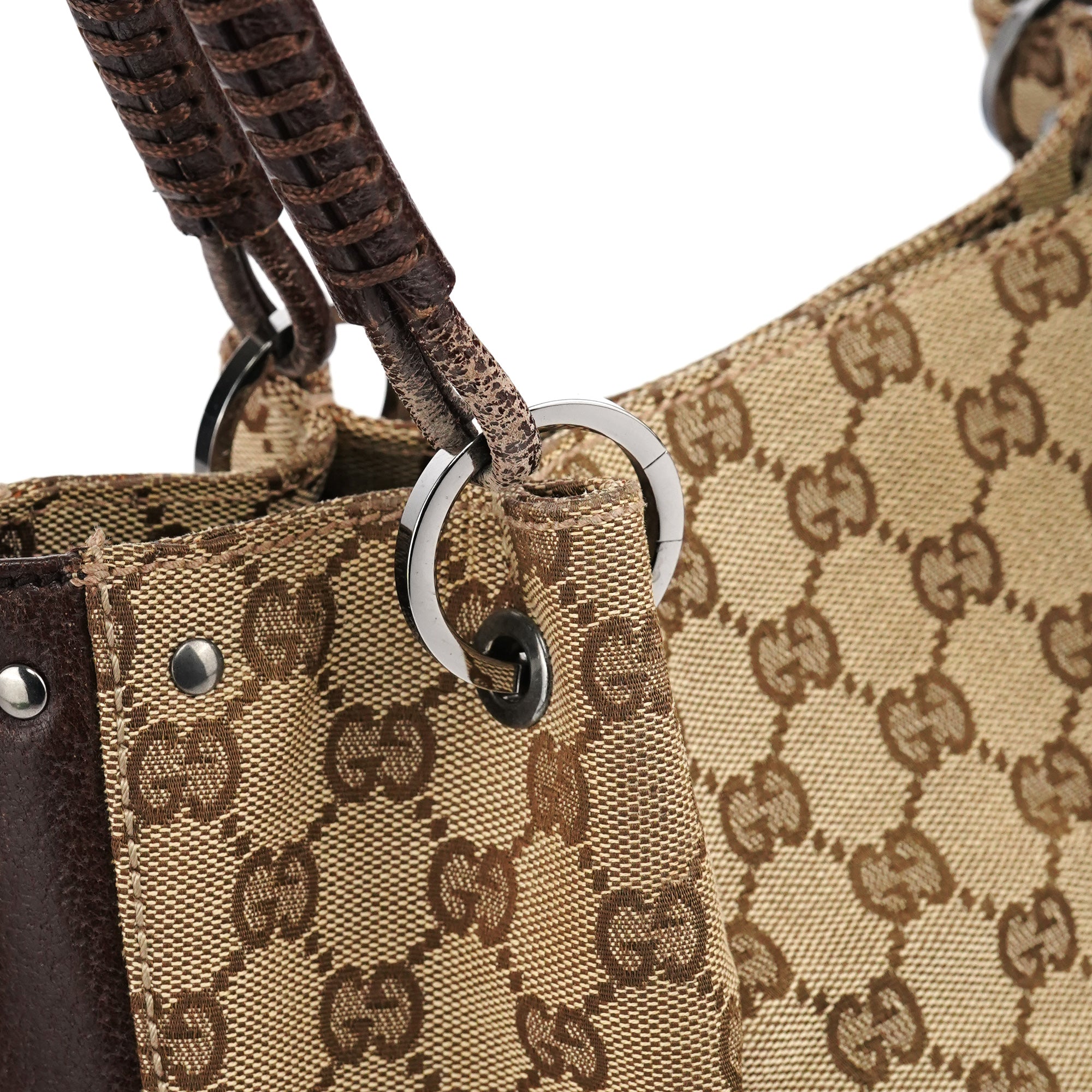 Beige Brown GG Leather Tote Bag
