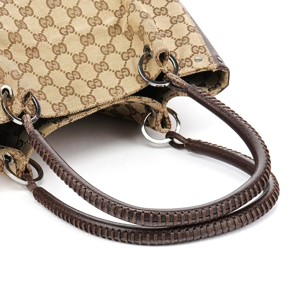 Beige Brown GG Leather Tote Bag