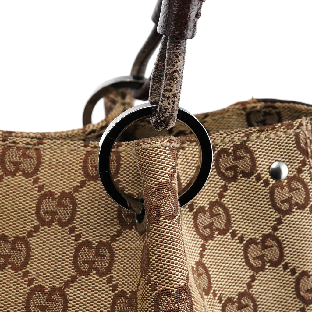 Beige Brown GG Leather Tote Bag