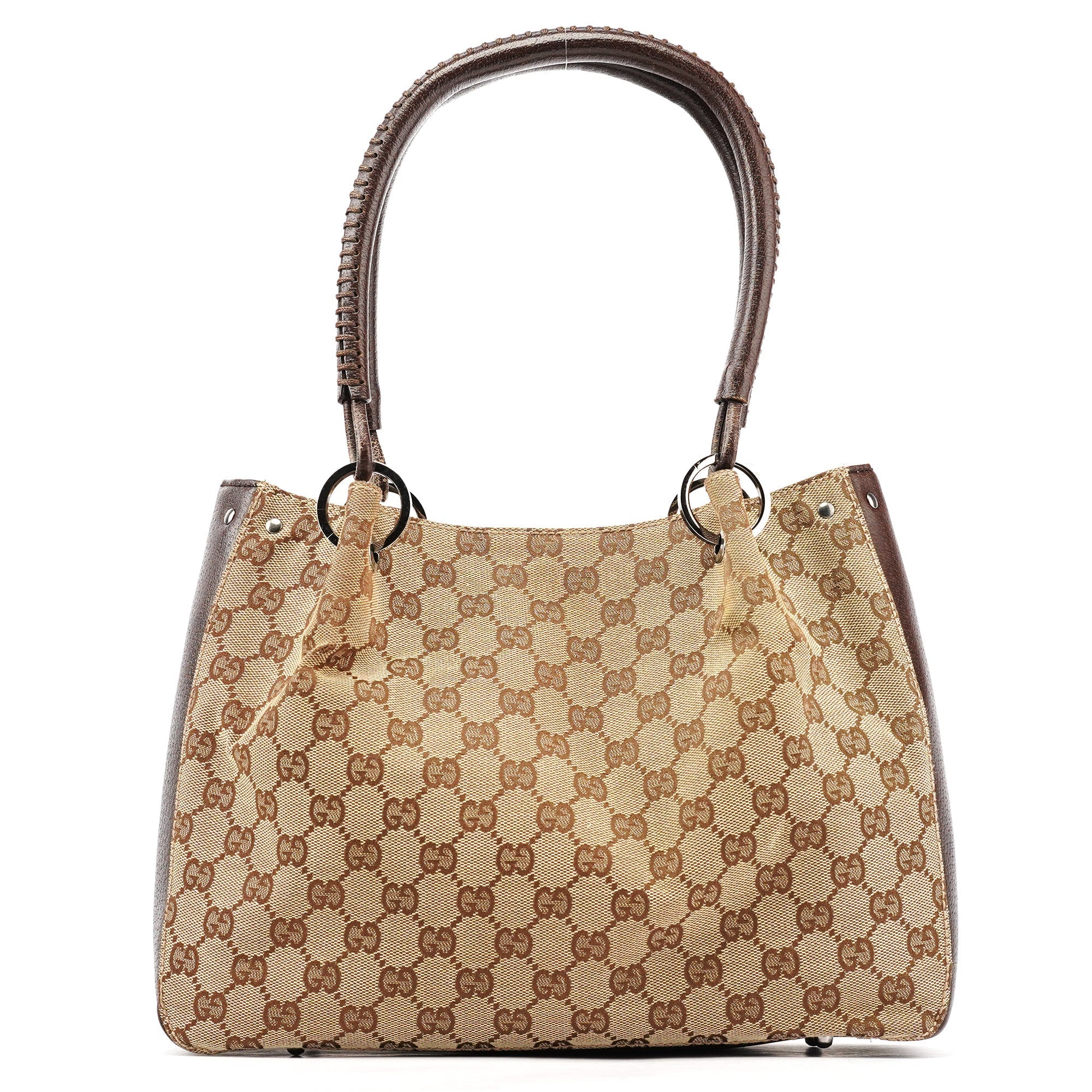 Beige Brown GG Leather Tote Bag
