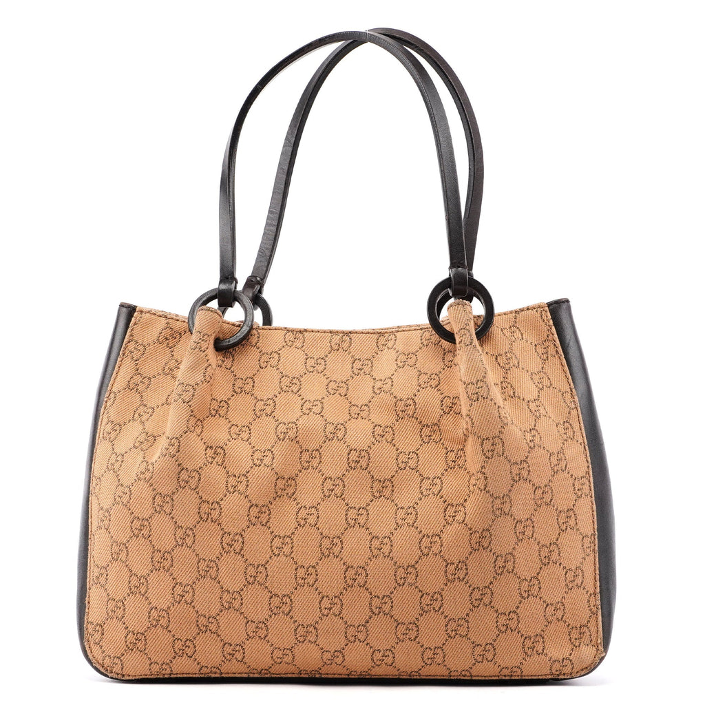Beige Brown GG Tote With Pouch