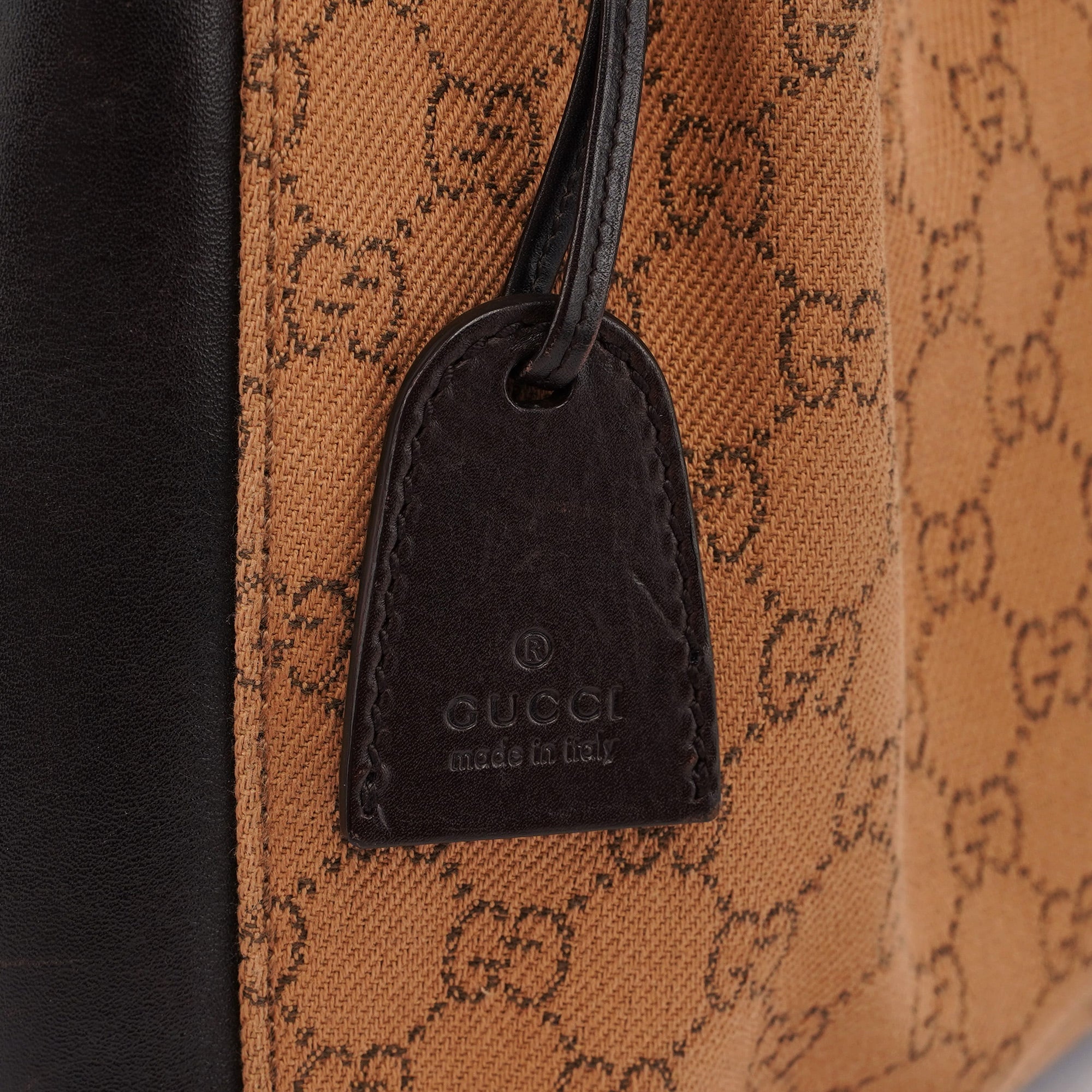 Beige Brown GG Tote With Pouch