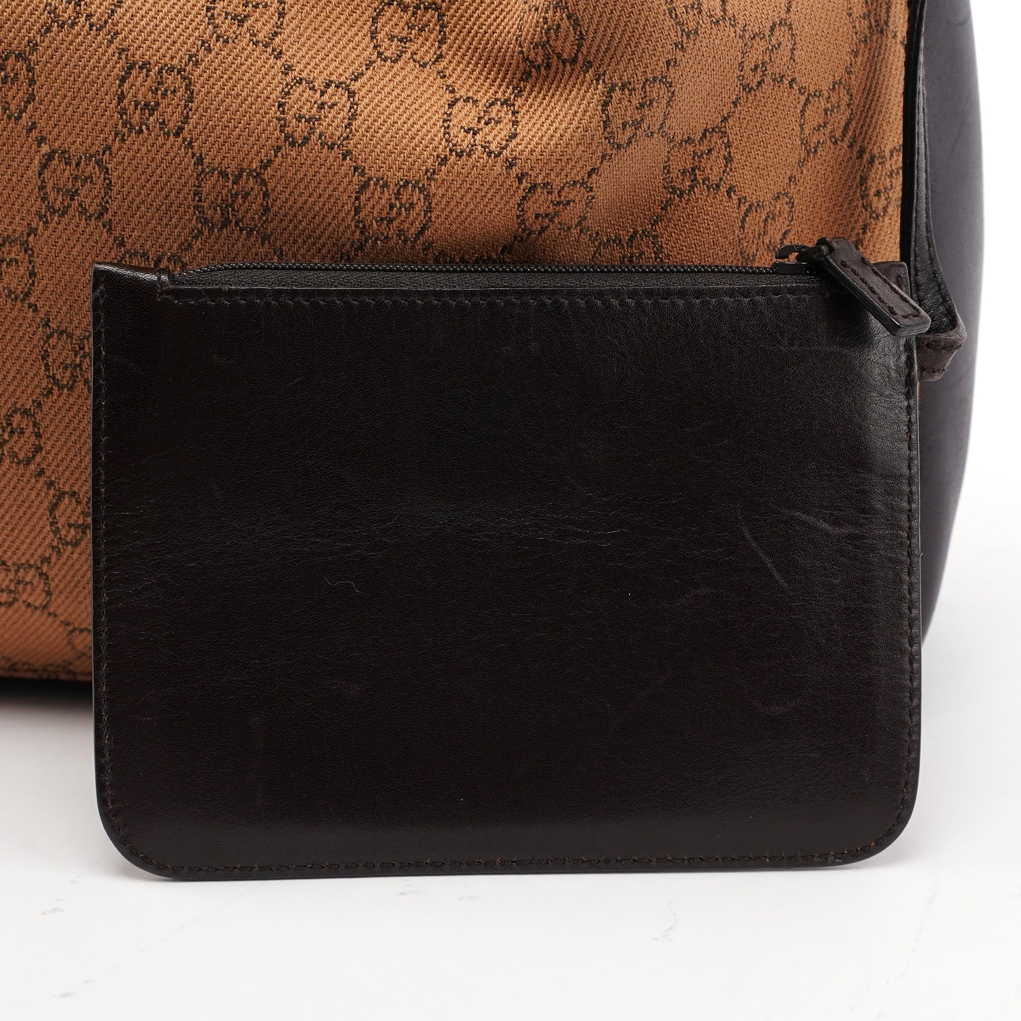 Beige Brown GG Tote With Pouch