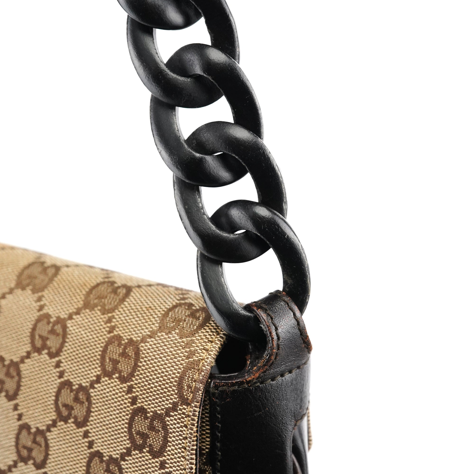 Beige Brown GG Wood Chain Shoulder Bag
