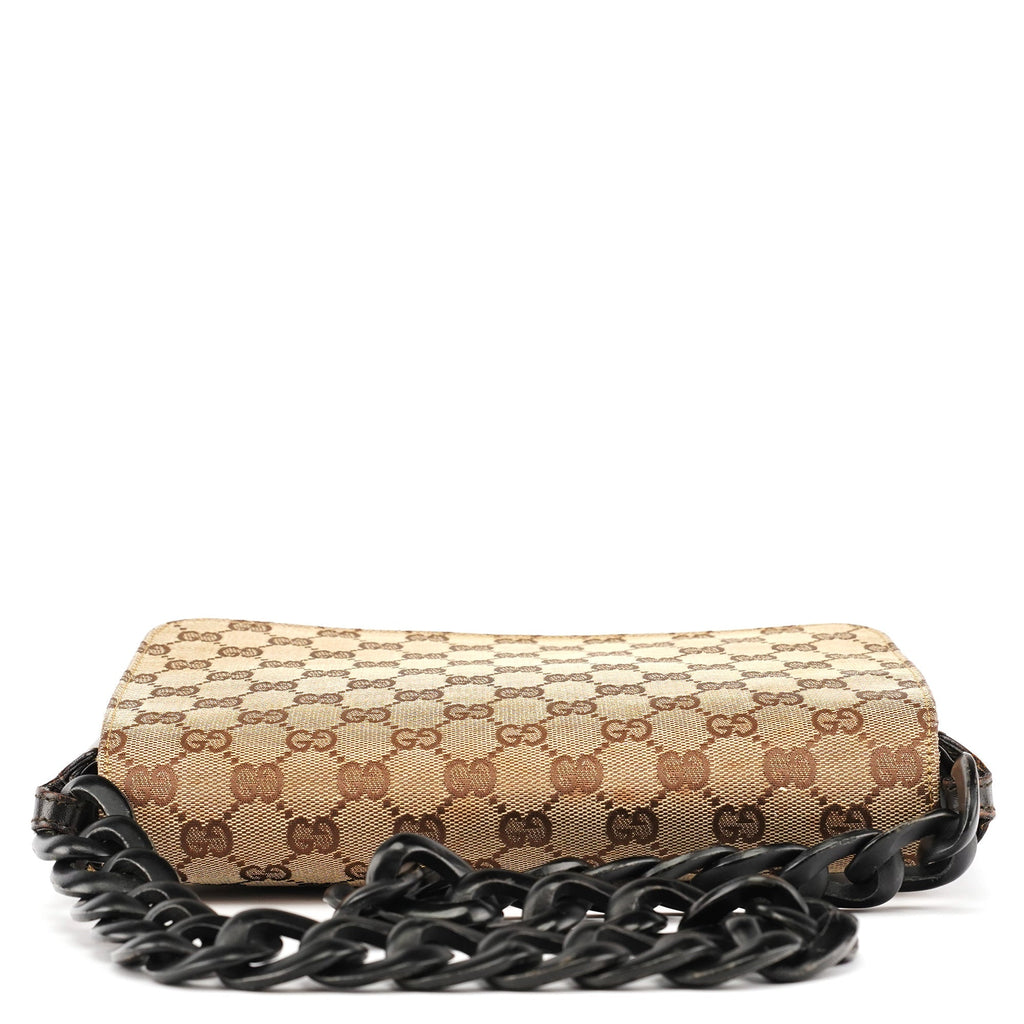 Beige Brown GG Wood Chain Shoulder Bag