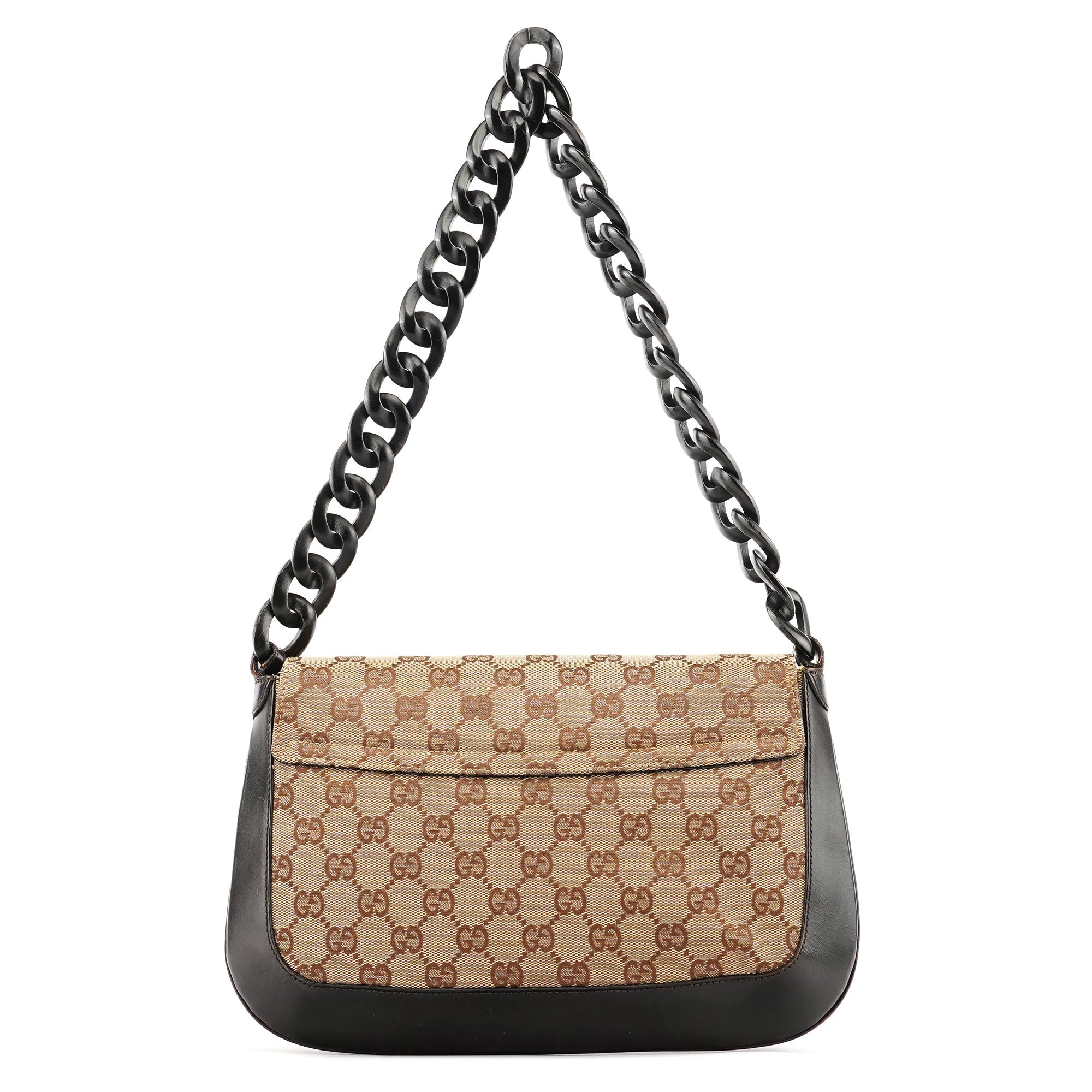 Beige Brown GG Wood Chain Shoulder Bag