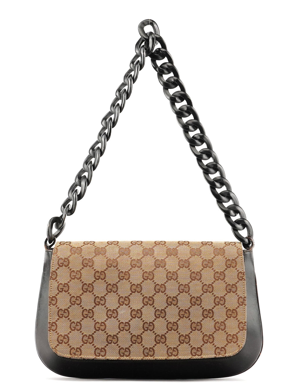 Beige Brown GG Wood Chain Shoulder Bag