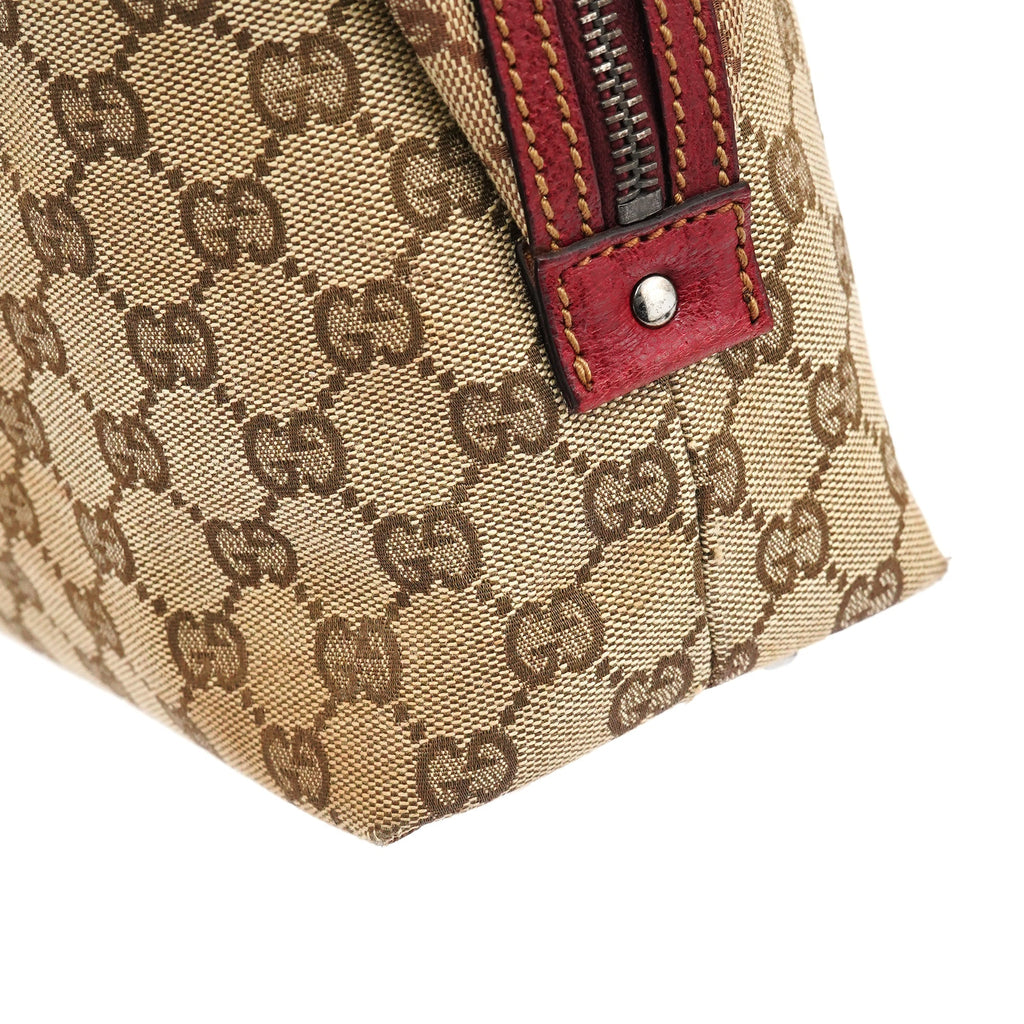 Beige Burgundy GG Tote Bag