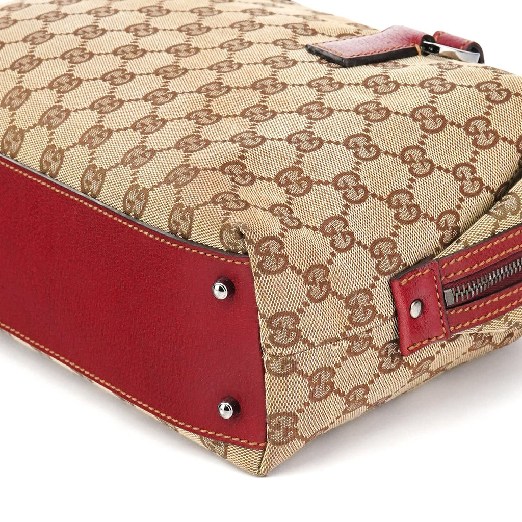 Beige Burgundy GG Tote Bag