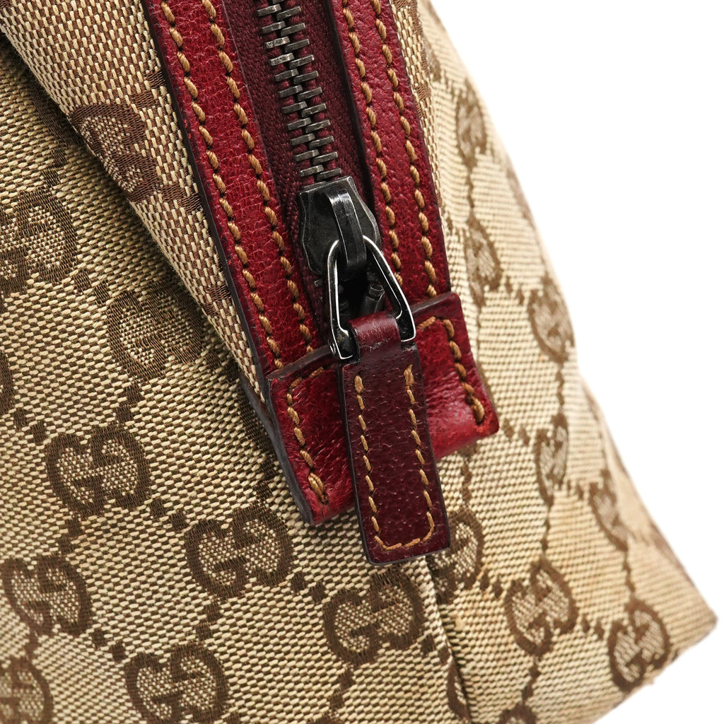 Beige Burgundy GG Tote Bag