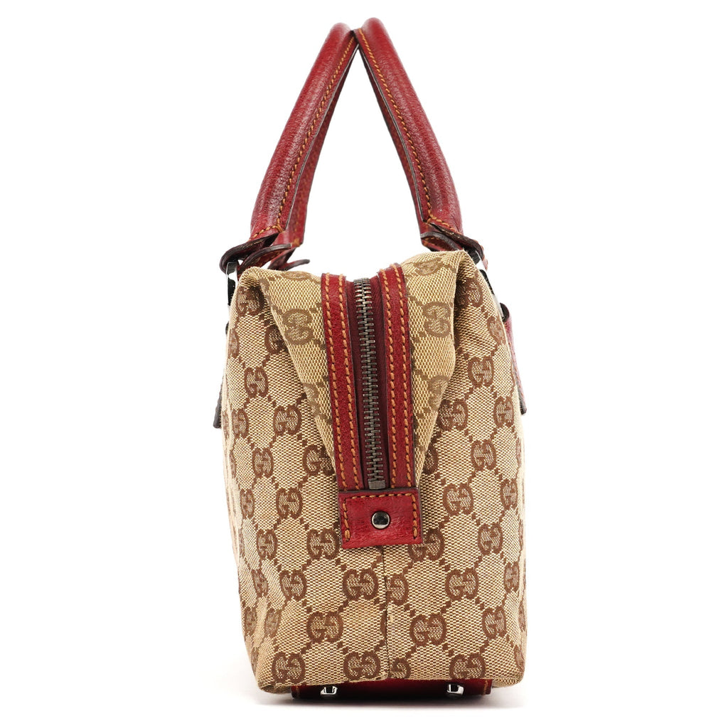 Beige Burgundy GG Tote Bag