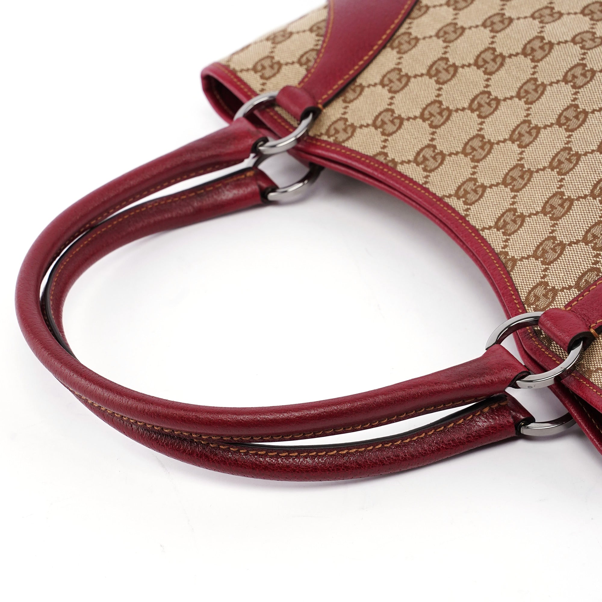 Beige Burgundy GG Tote Bag