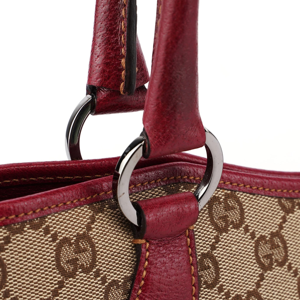 Beige Burgundy GG Tote Bag