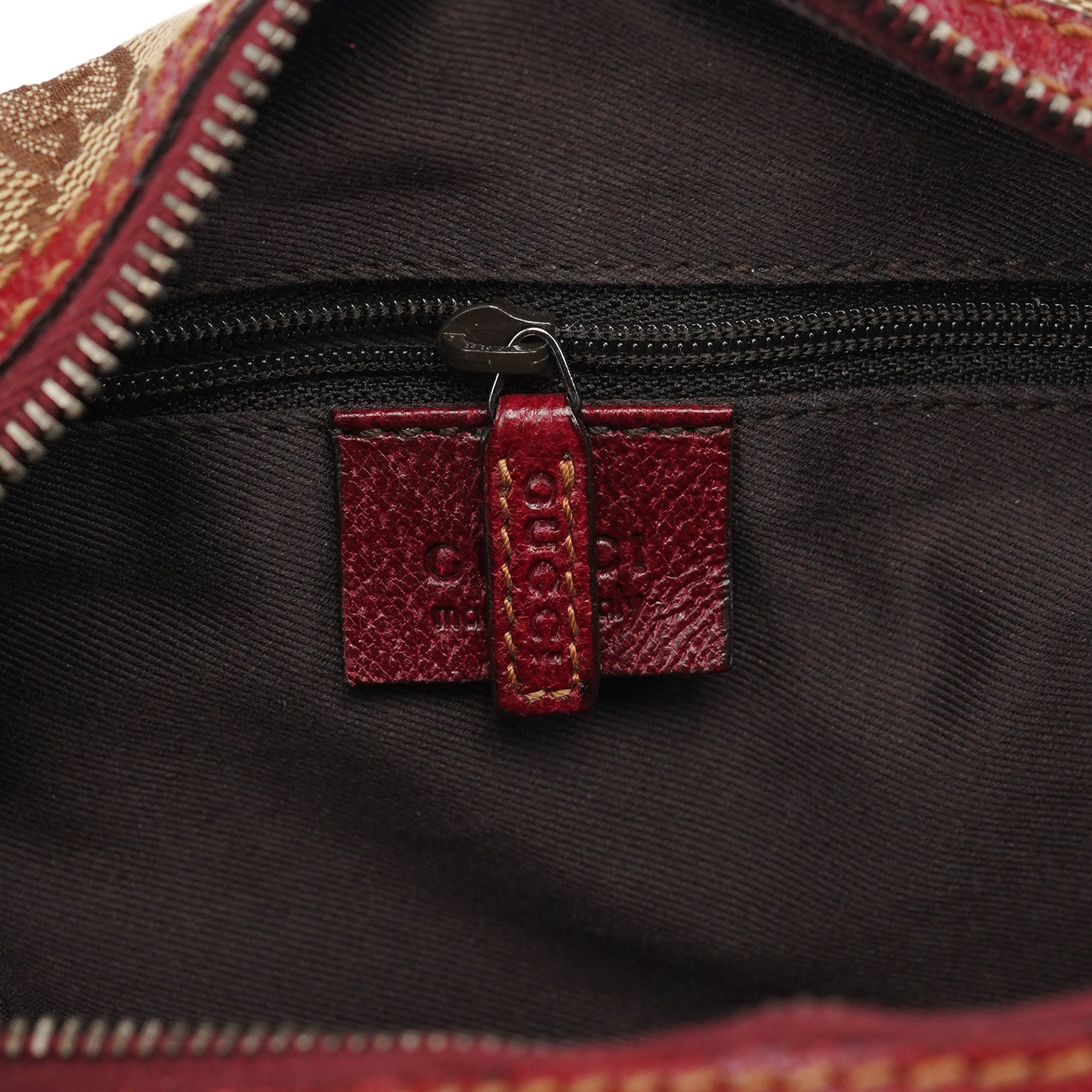 Beige Burgundy Leather GG Shoulder Bag