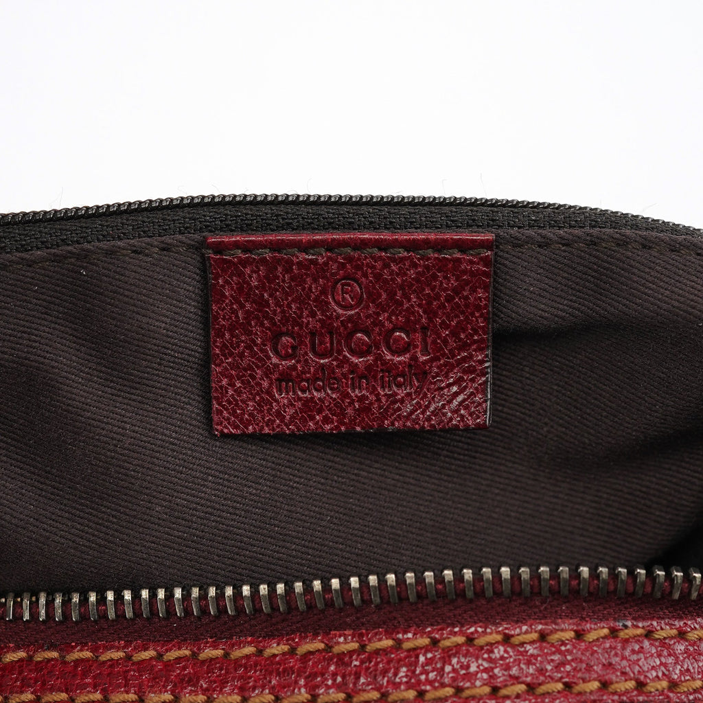 Beige Burgundy Leather GG Shoulder Bag