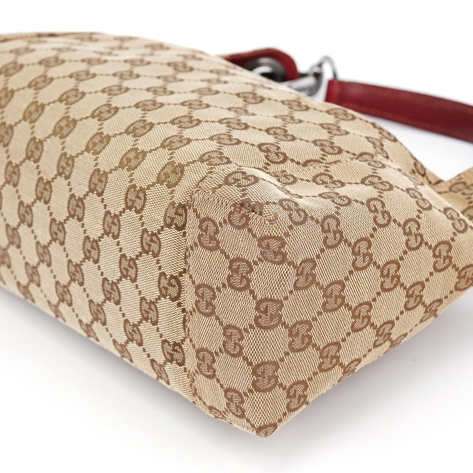 Beige Burgundy Leather GG Shoulder Bag
