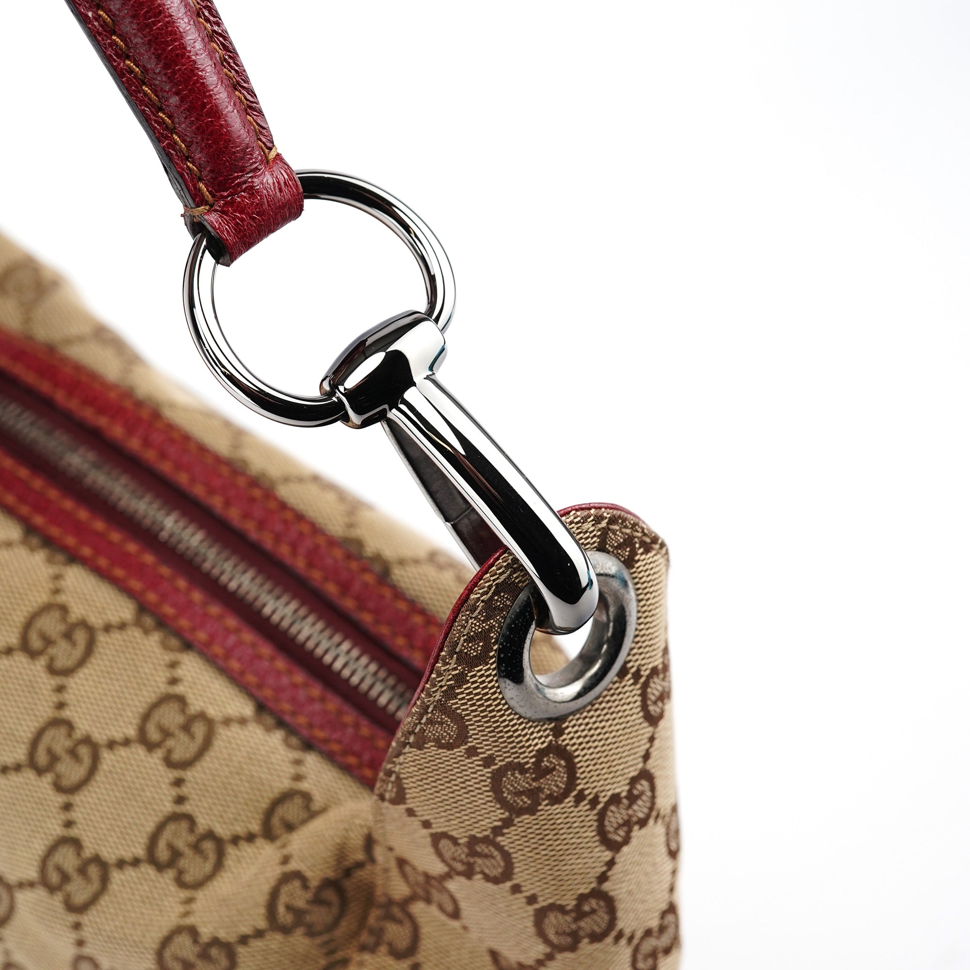 Beige Burgundy Leather GG Shoulder Bag