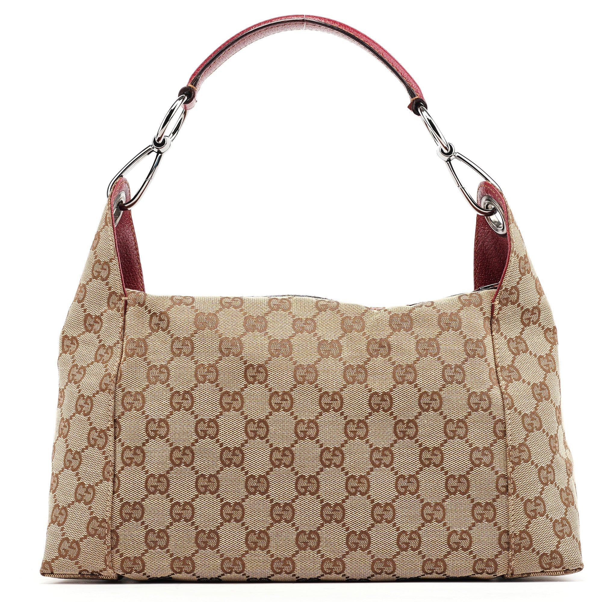 Beige Burgundy Leather GG Shoulder Bag
