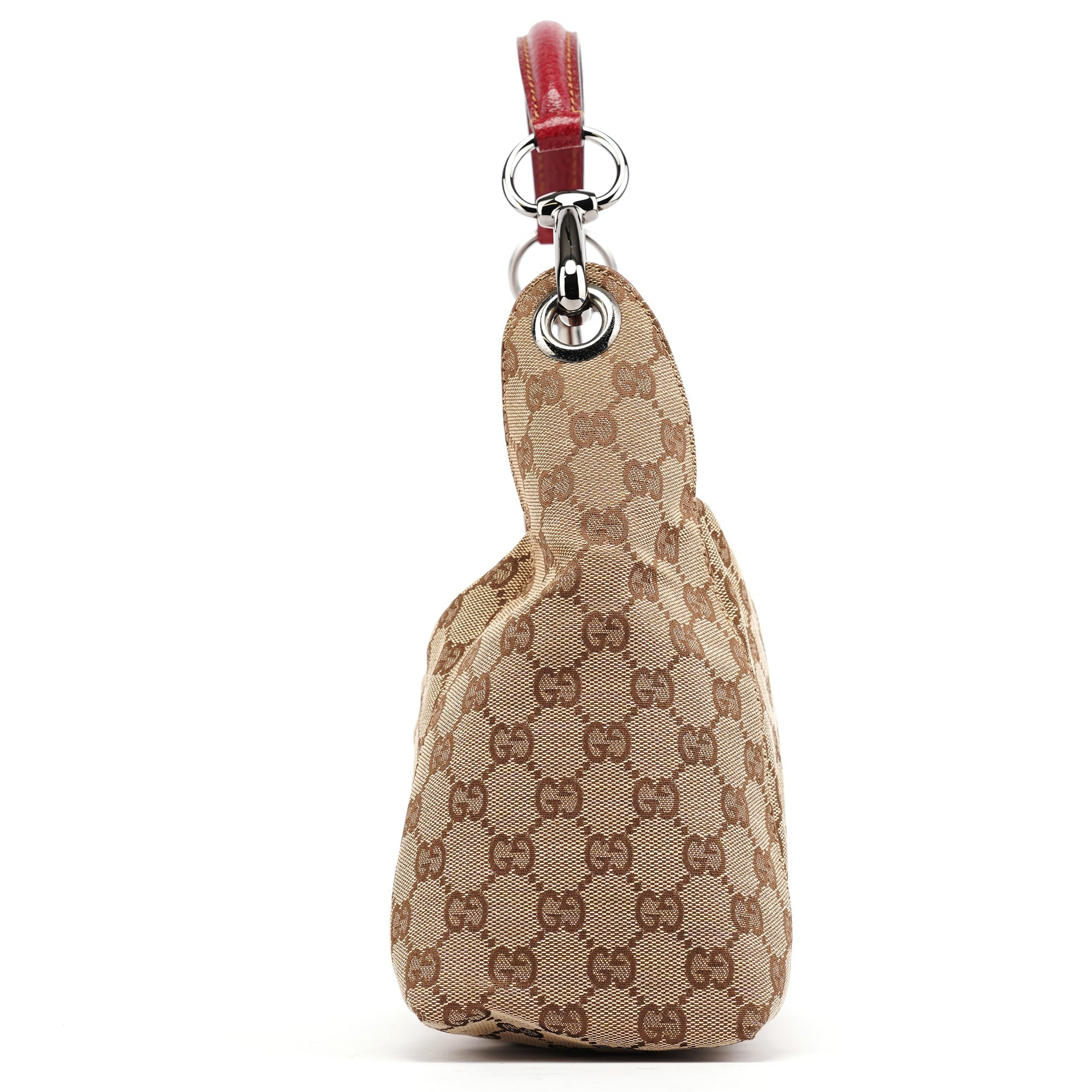 Beige Burgundy Leather GG Shoulder Bag