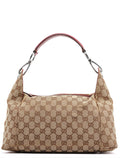 Beige Burgundy Leather GG Shoulder Bag
