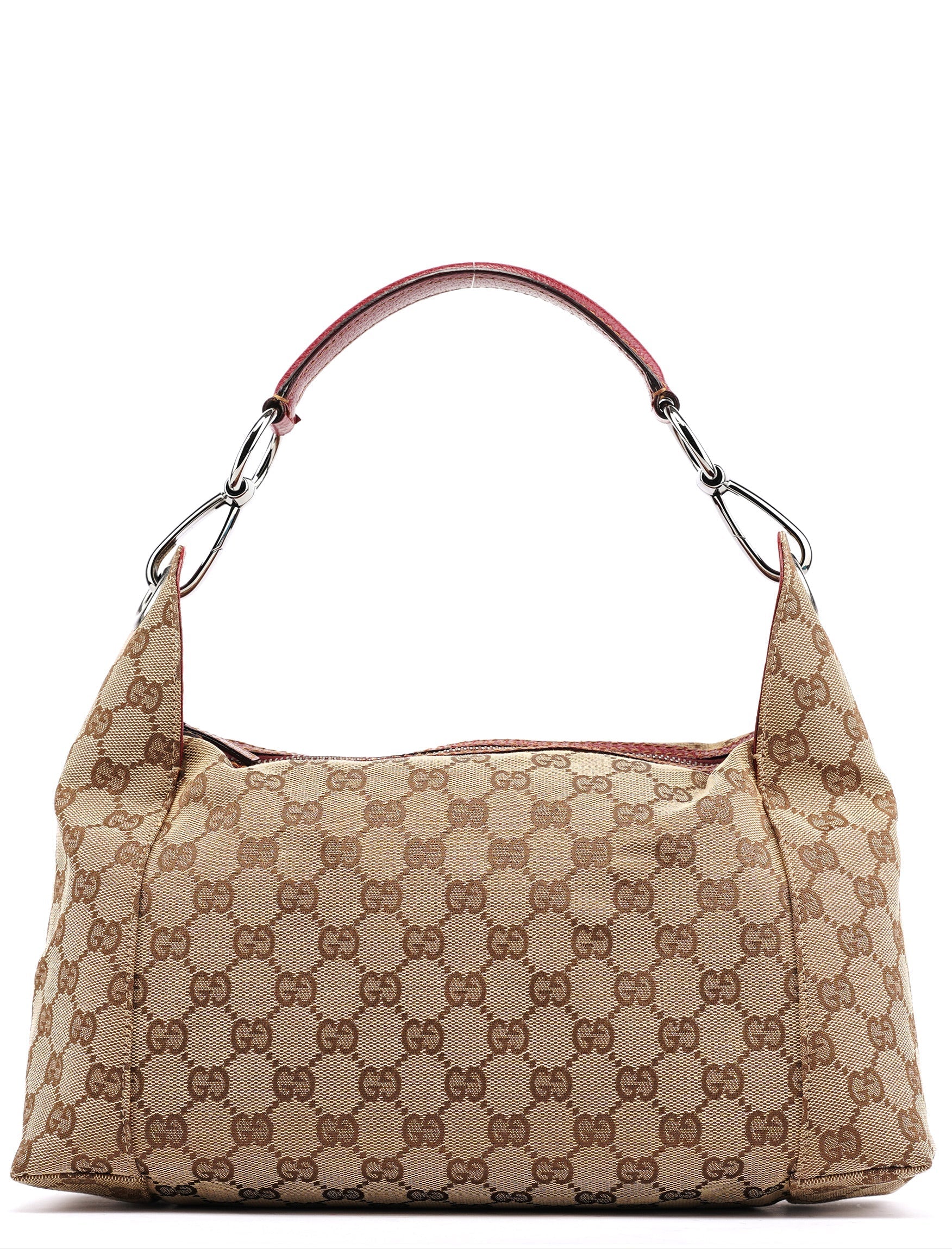 Beige Burgundy Leather GG Shoulder Bag