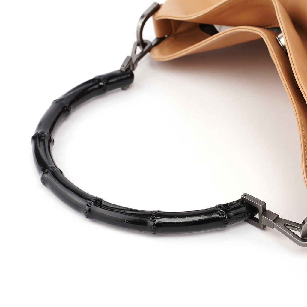 Beige Calfskin Bamboo 2-Way Bag
