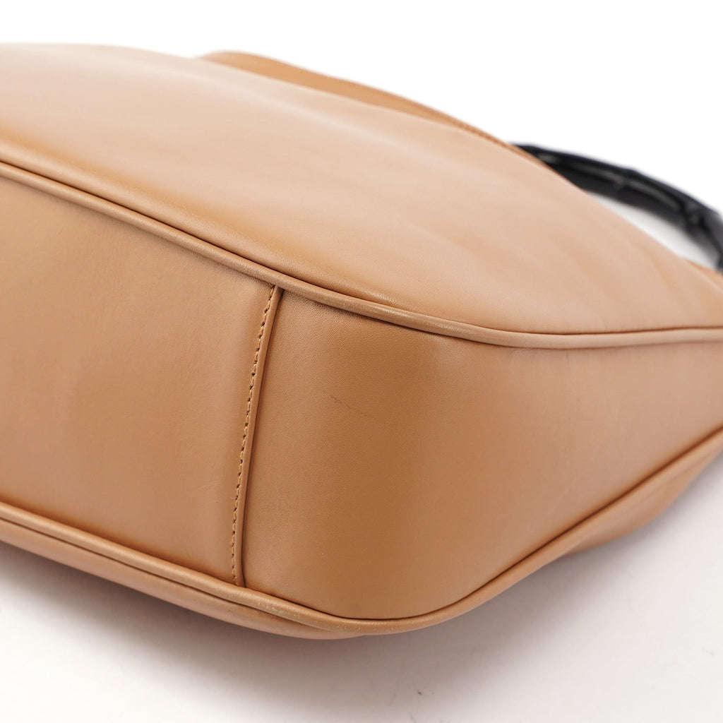 Beige Calfskin Bamboo 2-Way Bag