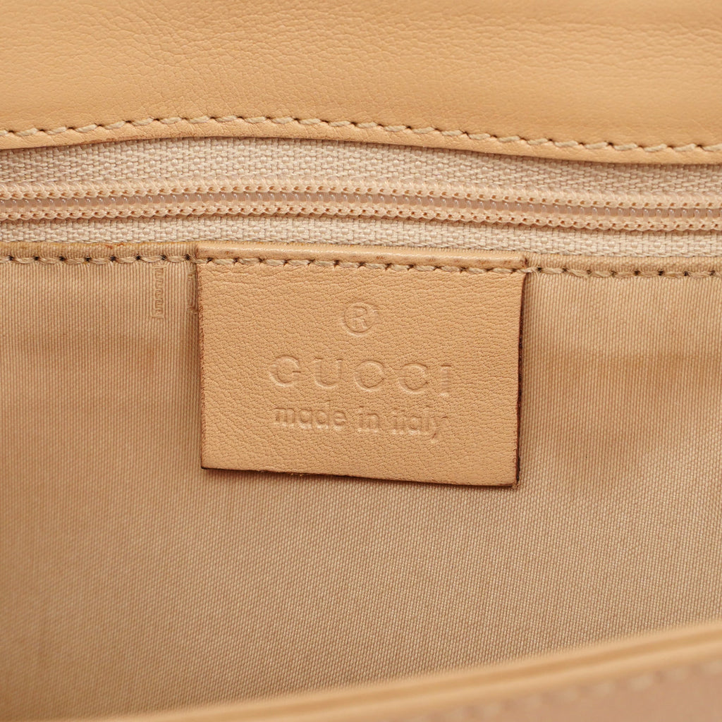 Beige Calfskin Chain Shoulder Bag