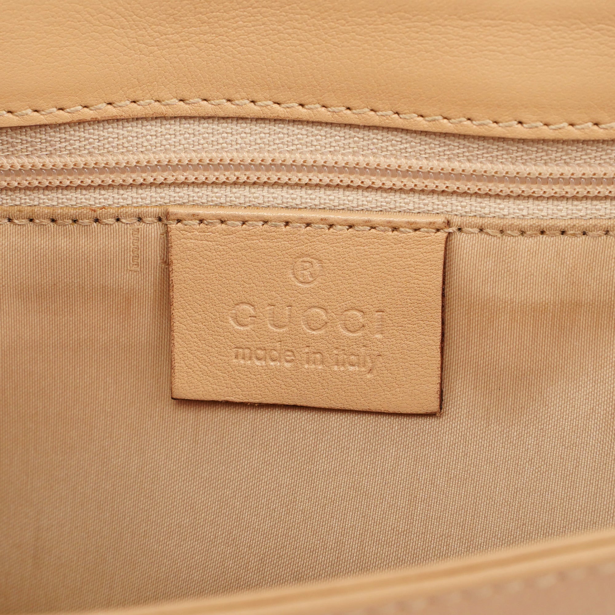 Beige Calfskin Chain Shoulder Bag