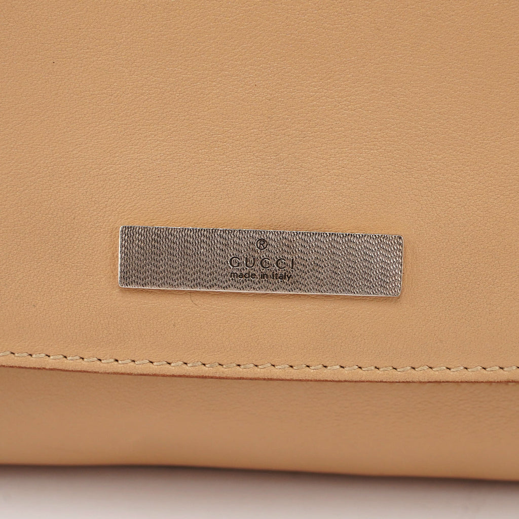 Beige Calfskin Chain Shoulder Bag