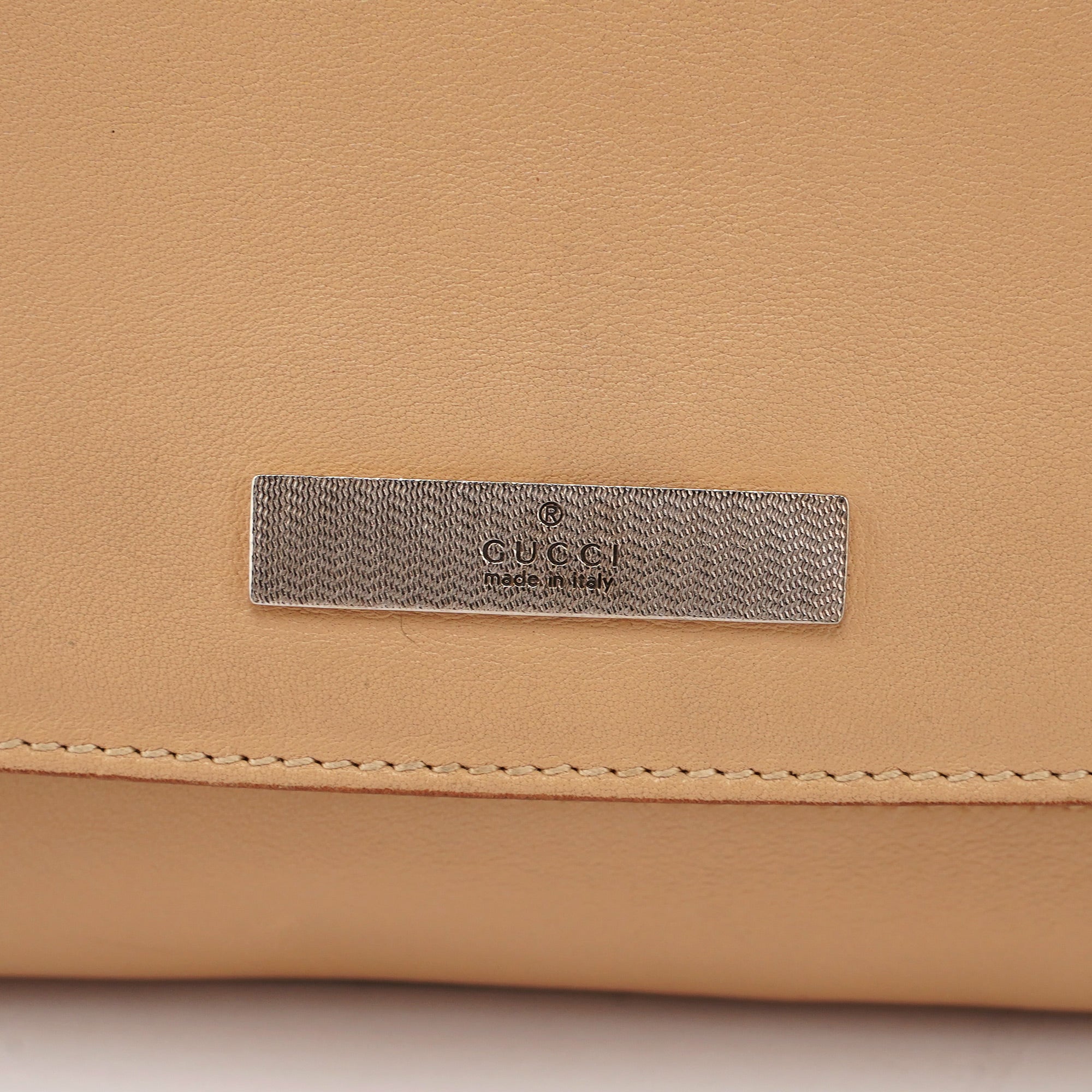 Beige Calfskin Chain Shoulder Bag