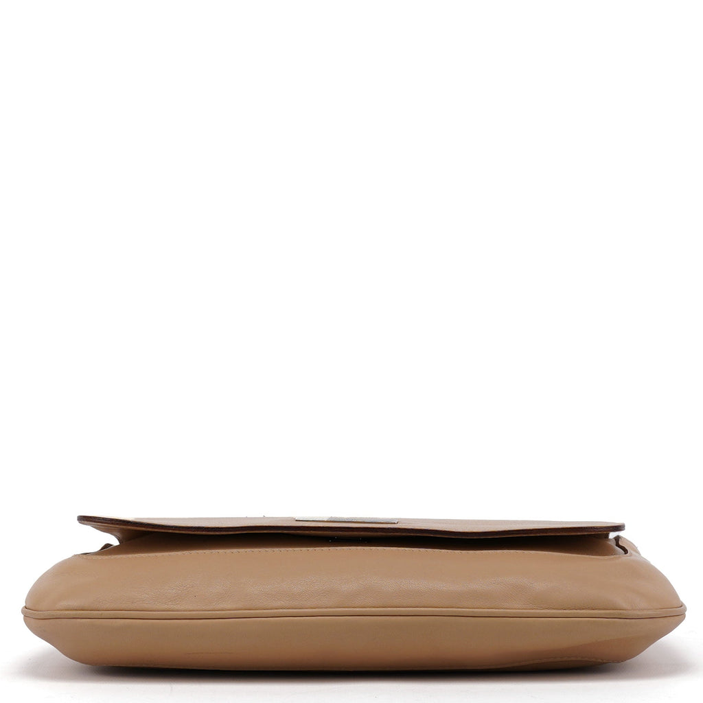 Beige Calfskin Chain Shoulder Bag
