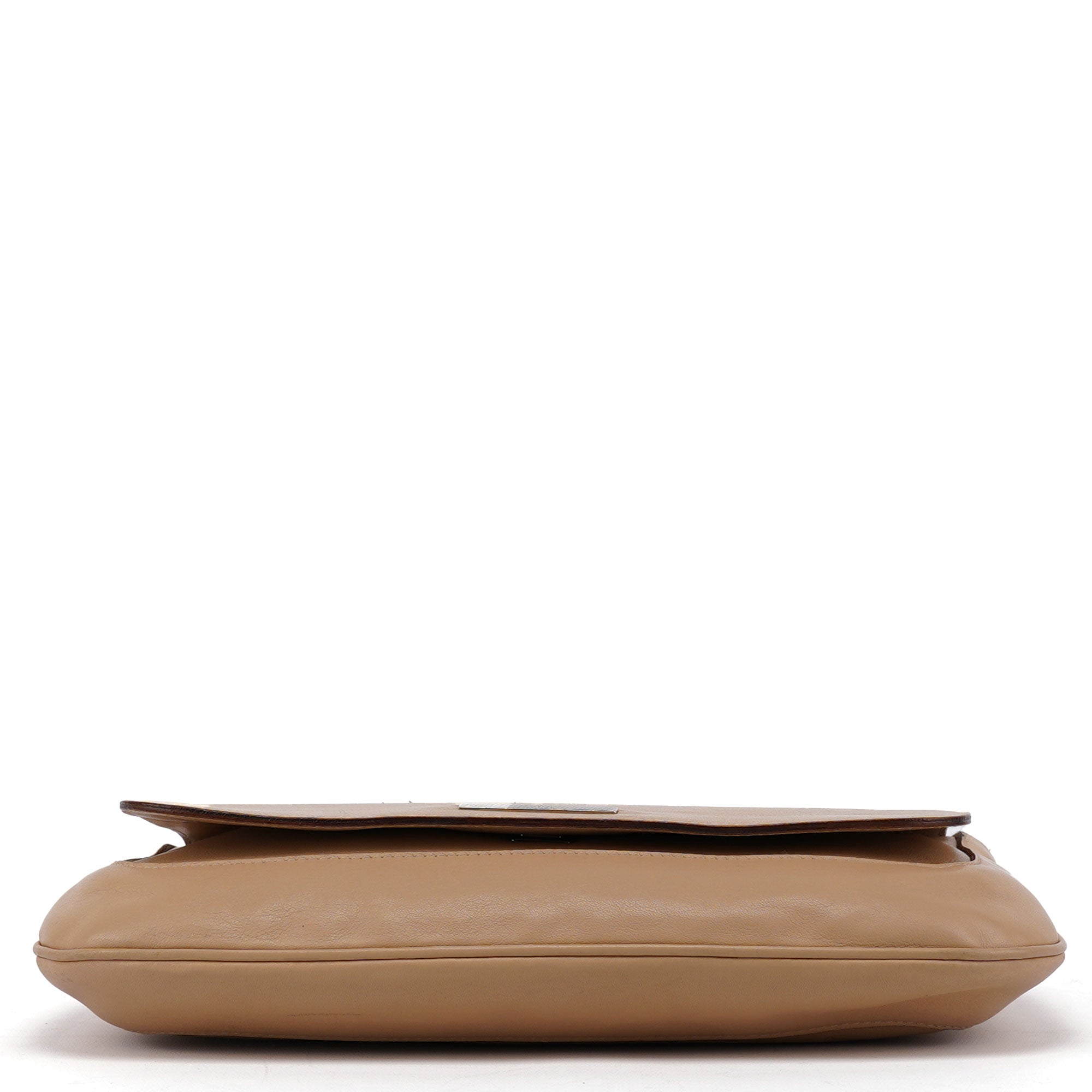 Beige Calfskin Chain Shoulder Bag