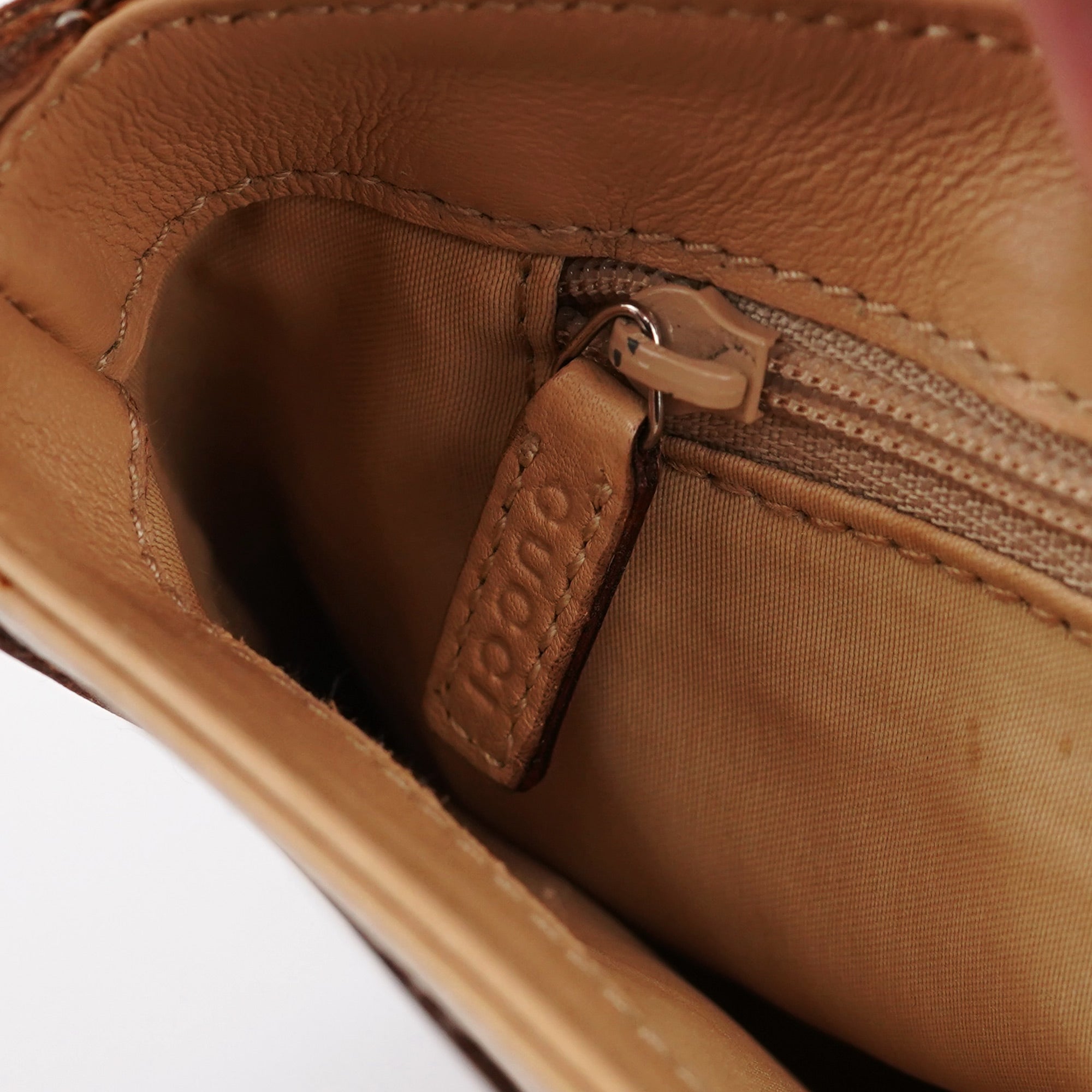 Beige Calfskin Chain Shoulder Bag