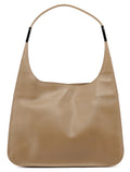 Beige Calfskin Hobo Shoulder Bag