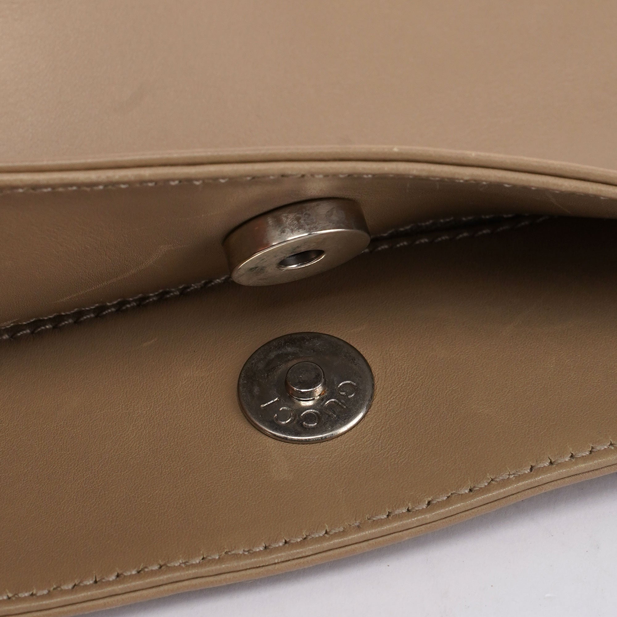 Beige Calfskin Hobo Shoulder Bag