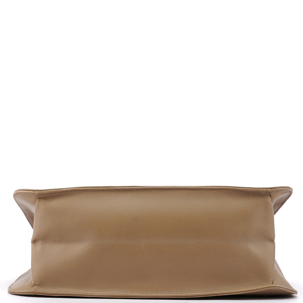 Beige Calfskin Hobo Shoulder Bag