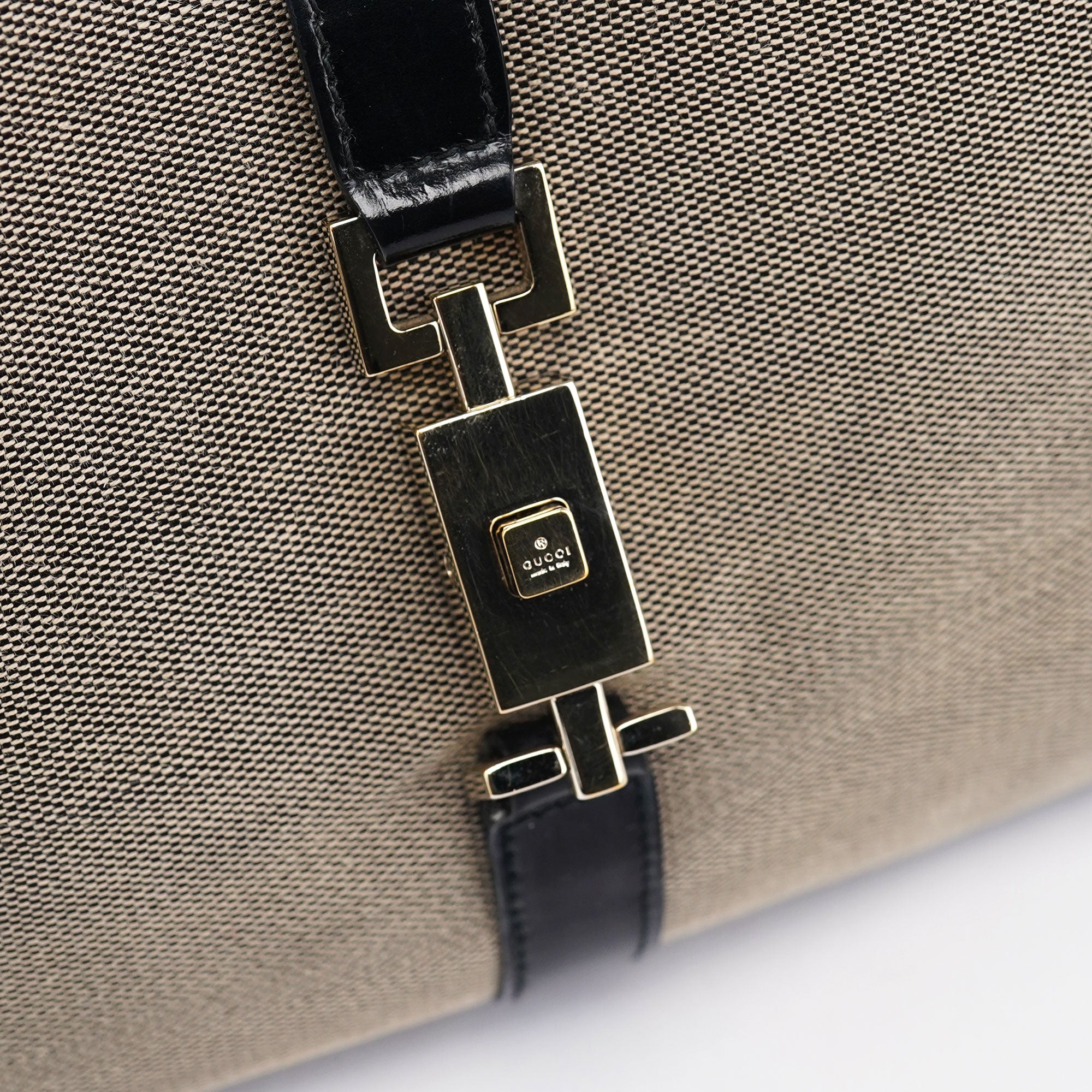 Beige Canvas Jackie Shoulder Bag